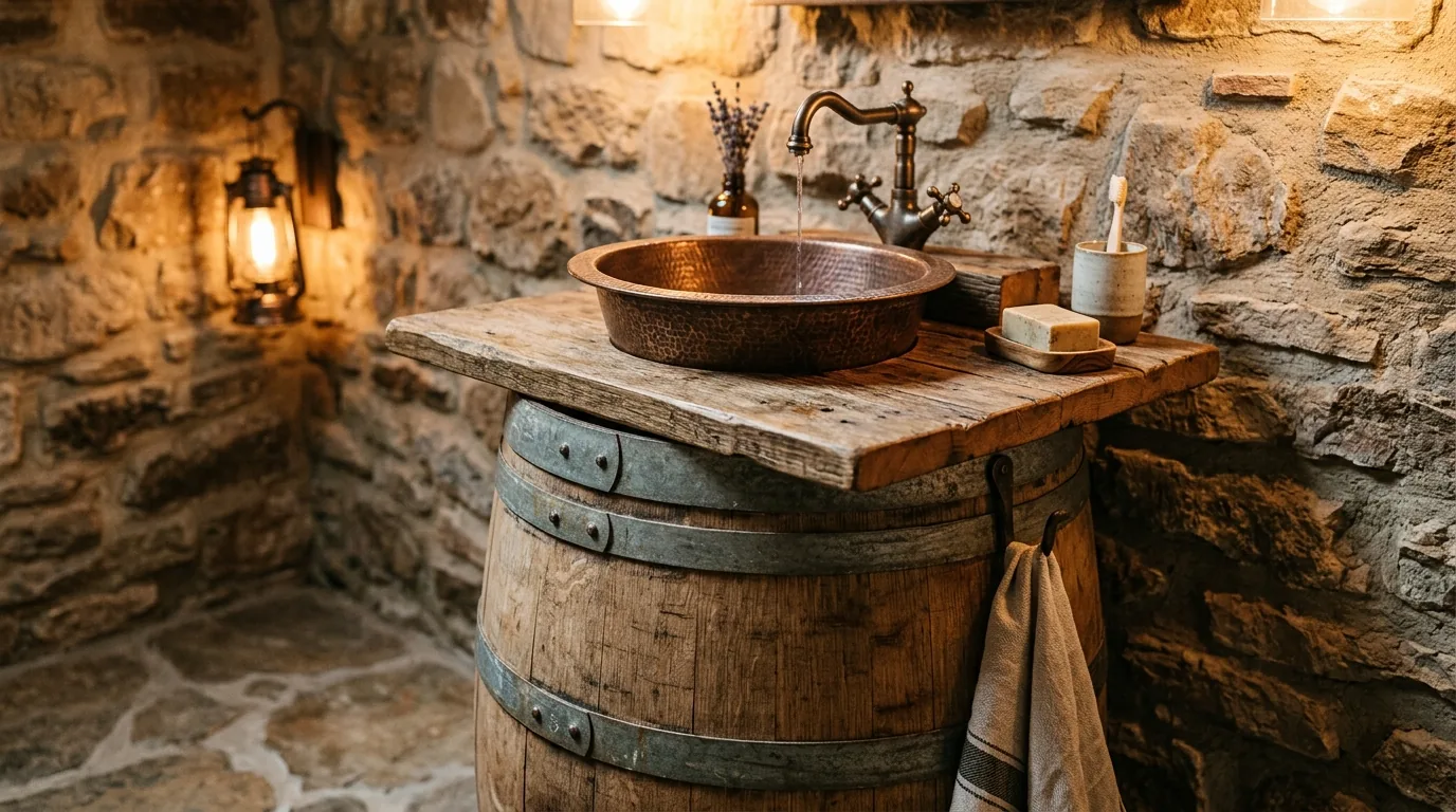 Use wood tones that feel vineyard-inspired